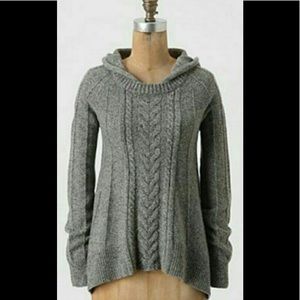 Anthropologie Moth Cable Knit Hooded Sweater